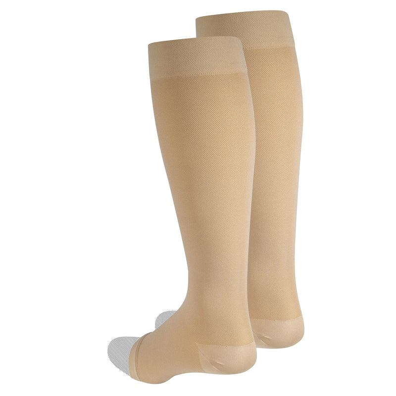 [Australia] - NuVein Medical Compression Stockings, 20-30 mmHg Support for Women & Men, Knee Length, Open Toe, Beige, Large Large (Pack of 1) 