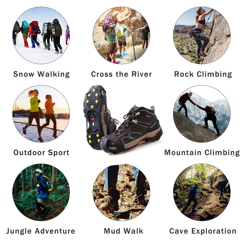 [Australia] - Shaddock Fishing Ice Cleats for Shoes Boots, Ice Cleats Snow Ice Cleats Over Shoe Boots Anti Slip Traction Cleat 10 Studs Crampons Slip-on Stretch Footwear for Men Women Medium(3-5 men/5-7 women) 