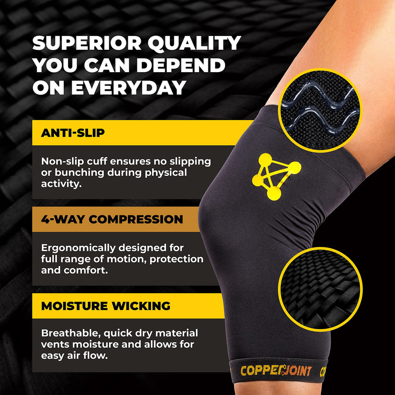 [Australia] - Knee Compression Sleeve by CopperJoint - Knee Support for Women & Men - Breathable Copper Infused Nylon - Non-Slip Design - For Pain Relief, Recovery, Swelling & Circulation – Single Sleeve Only Medium 