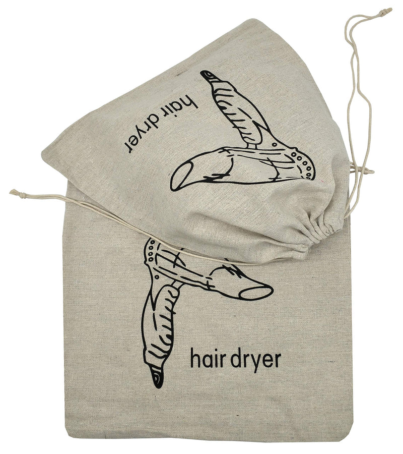 [Australia] - Sanrich 2 Pack Hair Dryer Burlap Bags Drawstring Hotel Storage Bag 12" X 12" 