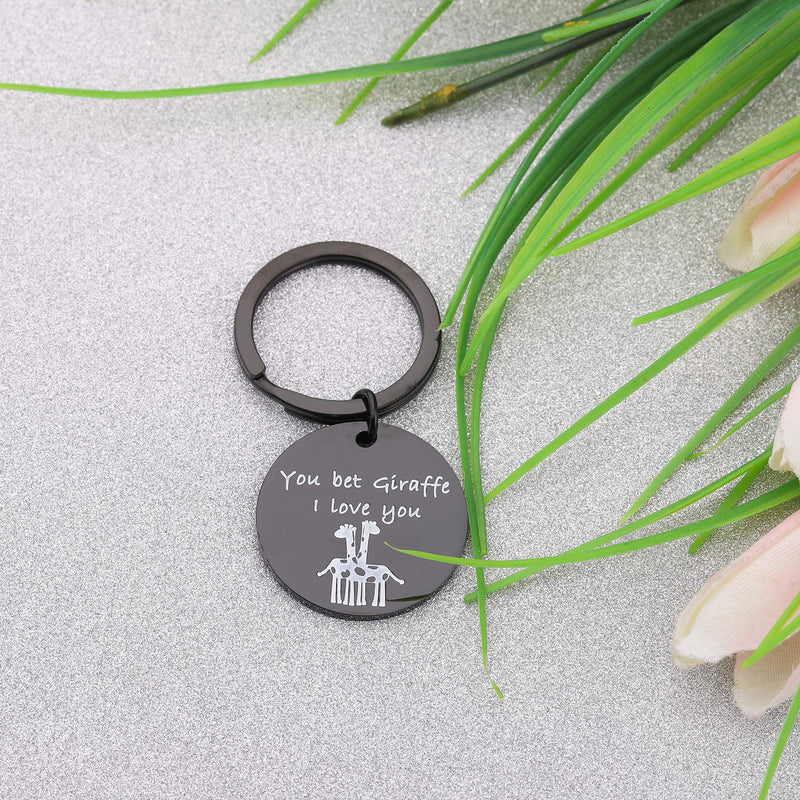 [Australia] - SEIRAA You Bet Giraffe I Love You Keychain Funny for Boyfriend Girlfriend Giraffe Lover Jewelry Friendship Keychain black Giraffe keychain 