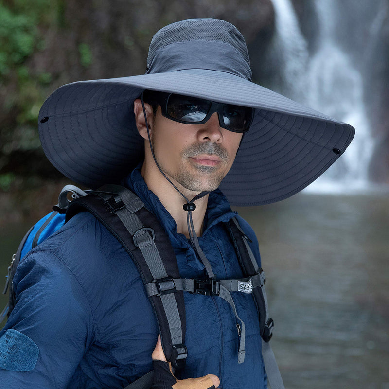 [Australia] - 6 Inches Super Wide Brim Men Fishing Sun Hats, Outdoor Hiking Travel Women Bucket Cap Safari Boonie Gardening Lawn Hat Shun004-shenhui 