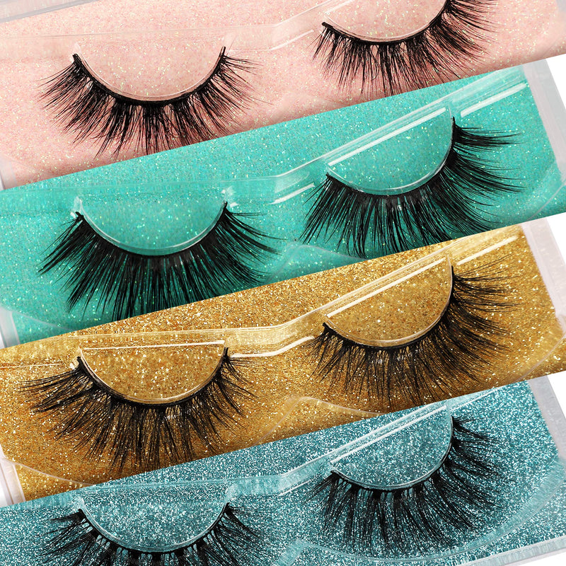 [Australia] - Newcally Lashes False Eyelashes 24 Pack Faux Mink Lashes 8 Styles Wispy Natural Fake Eye Lashes 3D Fluffy Dramatic Long Crossed Handmade Strip Lashes Wholesale Bulk 24 Pairs 