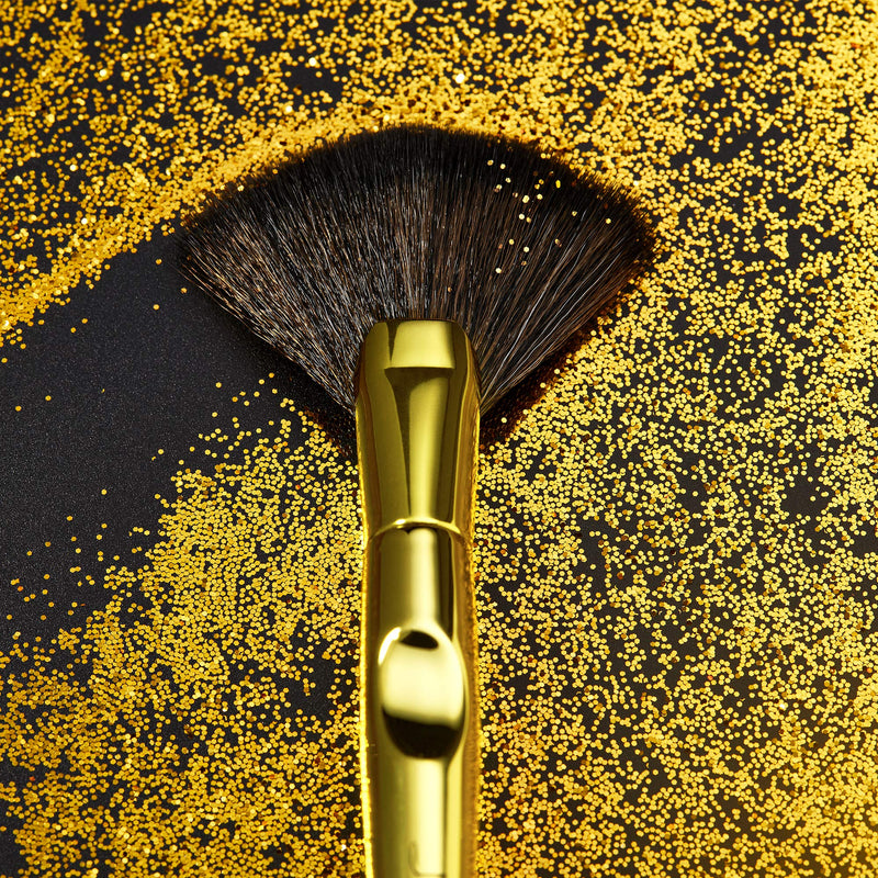 [Australia] - Jessup Gold Makeup Brushes Set 10pcs with Cosmetic Bag, Premium Synthetic Powder Contour Foundation Blusher Blending Eyeshadow Eyebrow Liner Brushes, T317 