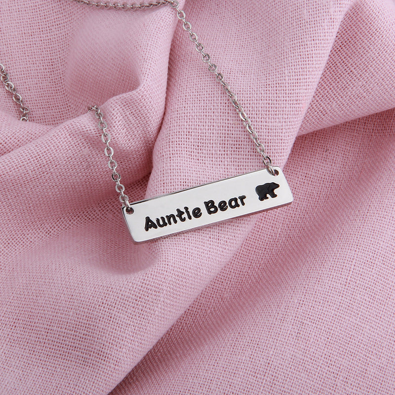 [Australia] - Zuo Bao Auntie Bear Necklace Aunt Bear Gift Aunty Bear Jewelry With 12 Months Birthstone Birthday Gift Family Jewelry For Her Silver 