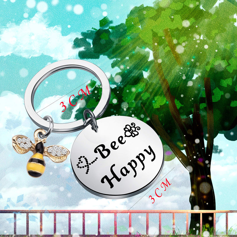 [Australia] - bobauna Bee Happy Keychain with Bumble Bee Chram Bee Jewelry Motivational Gift for Friend Family 