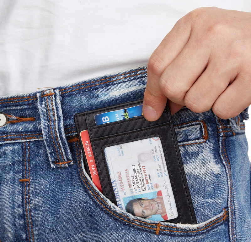 [Australia] - Chelmon Slim Wallet RFID Front Pocket Wallet Minimalist Secure Thin Credit Card Holder Black Carbon 