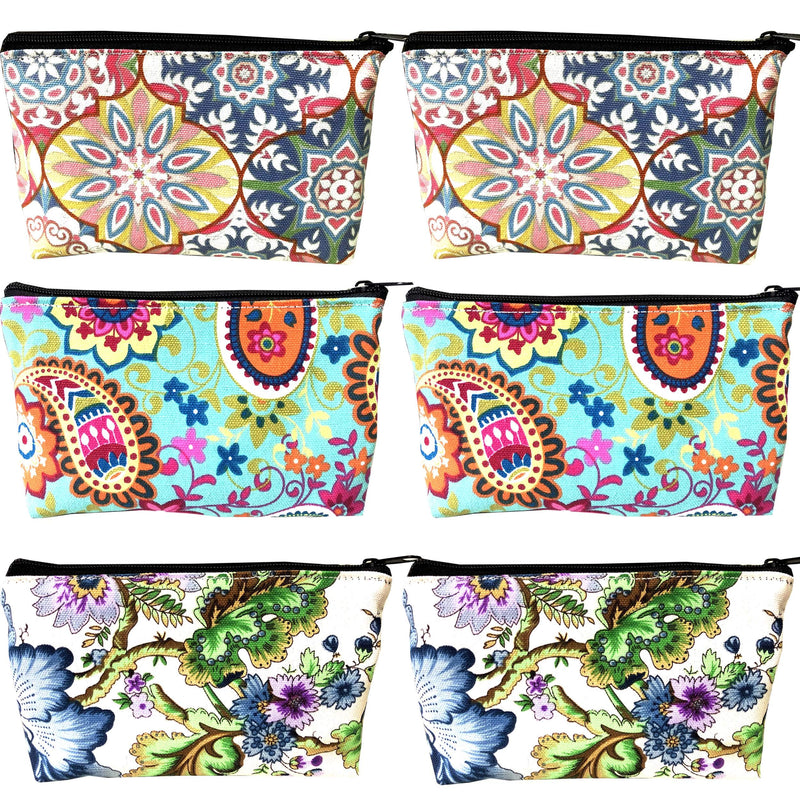 [Australia] - HappyDaily Pack of 6 Fashion Design Muliti-functional Bag Using as Makeup bag or Cosmetic Pouch or Travel Toiletry or Carrying Purse (Floral Pattern) Floral Pattern(Pink/Green/White) 