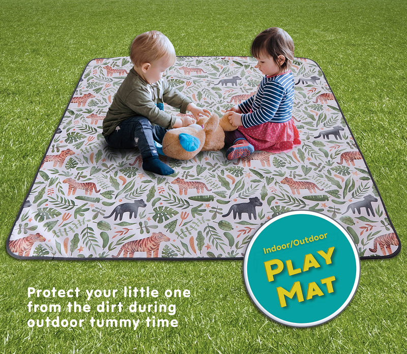 [Australia] - Little Malio Splash Mat for Under Highchair - Large 51” Non Slip Waterproof Washable Splat Mat - for Baby/Toddler High Chair Weaning, Messy Arts Crafts & Play Sessions - Easy Clean (Jungle) 