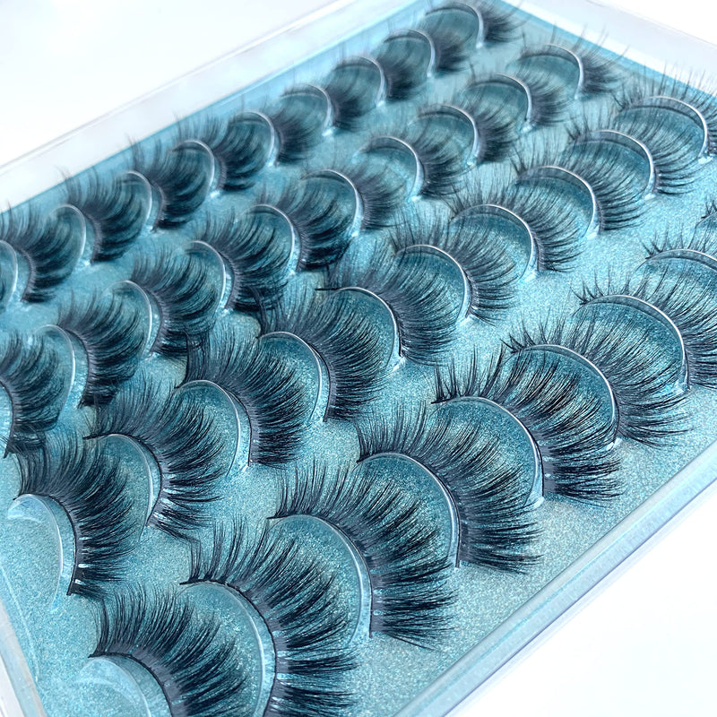 [Australia] - PURELEOR 20 Pairs False Eyelashes 4 Styles Mixed 3D Faux Mink Lashes Fake Eyelash（Mixed-01） Mixed-01 