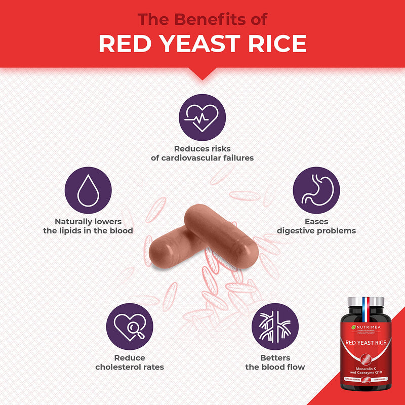 [Australia] - Red Yeast Rice - Cholesterol Lowering Supplement - Highest Concentration of Monacolin K - 3 Month Treatment - No Statin Side Effects - Antioxidant Agent - French Expertise - Nutrimea 