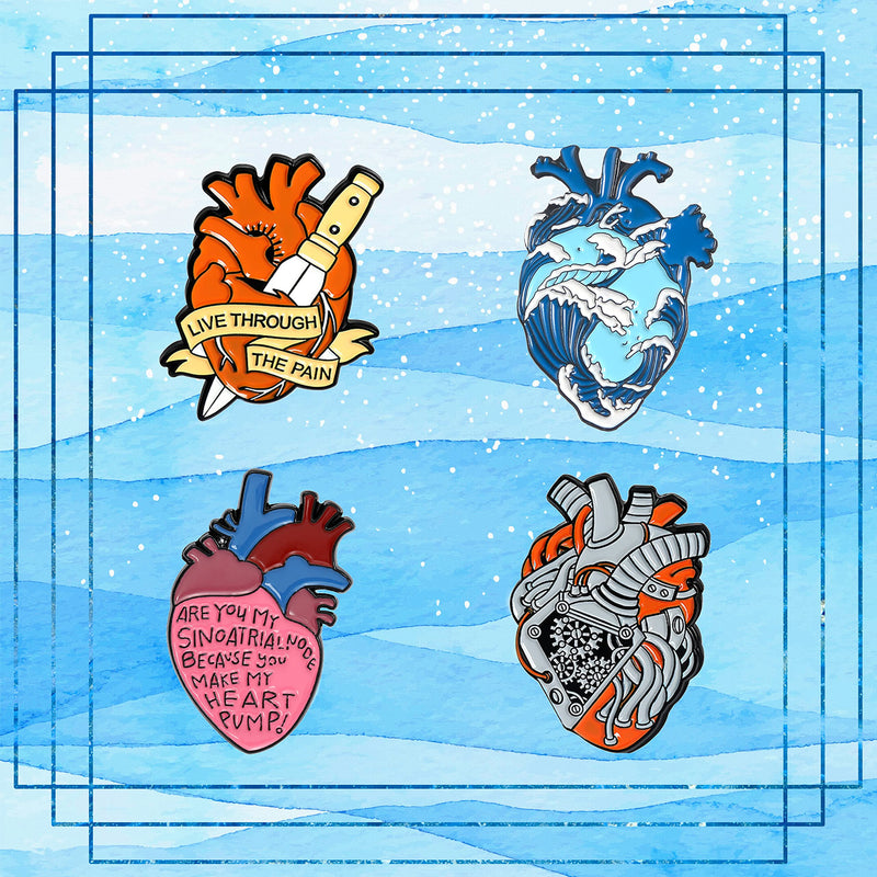 [Australia] - Fashion Enamel Pin Set Anatomic Heart Brooch Pins with Various Novel Designs Artistic Lapel Pins Accessory for Backpacks Badges Hats Bags for Women Girls Kids Gift Steampunk 