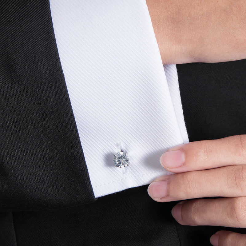 [Australia] - Mr.Van Swarovski White Crystal Cufflinks Glimmering Diamond Color Cuff Links Set for Wedding Party 