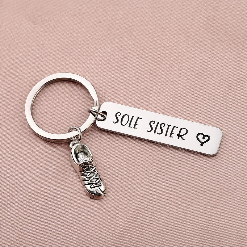 [Australia] - SEIRAA Sole Sister Keychain Running Jewelry Runners Gift Run Shoe Charm Key Chain Inspirational Runner Marathon Gift 