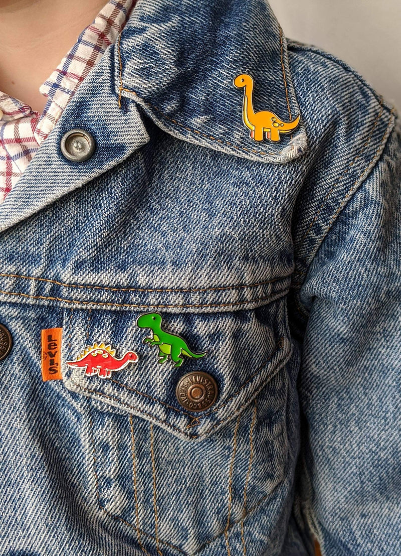 [Australia] - Charming Colorful Dinosaur Enamel Pin Set - Set of 6 - Brooches Pin Badges for Clothing Bags Backpacks Jackets Hat DIY 