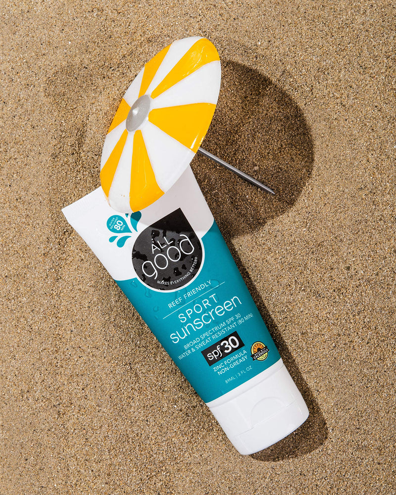 [Australia] - All Good Sport Face & Body Sunscreen Lotion - UVA/UVB Broad Spectrum SPF 50+, Water Resistant, Coral Reef Friendly - Zinc, Shea Butter, Coconut Oil, Aloe (3 oz)(2-Pack) 3 Fl Oz (Pack of 2) 