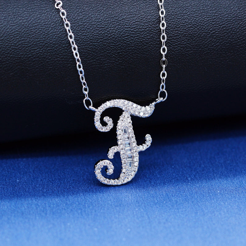 [Australia] - Uloveido A-Z Initial Letter White Gold Plated Necklace Pendant for Women Girls Kids Mom Friend with Cubic Zirconia Stone CZ Crystals NL025 F 