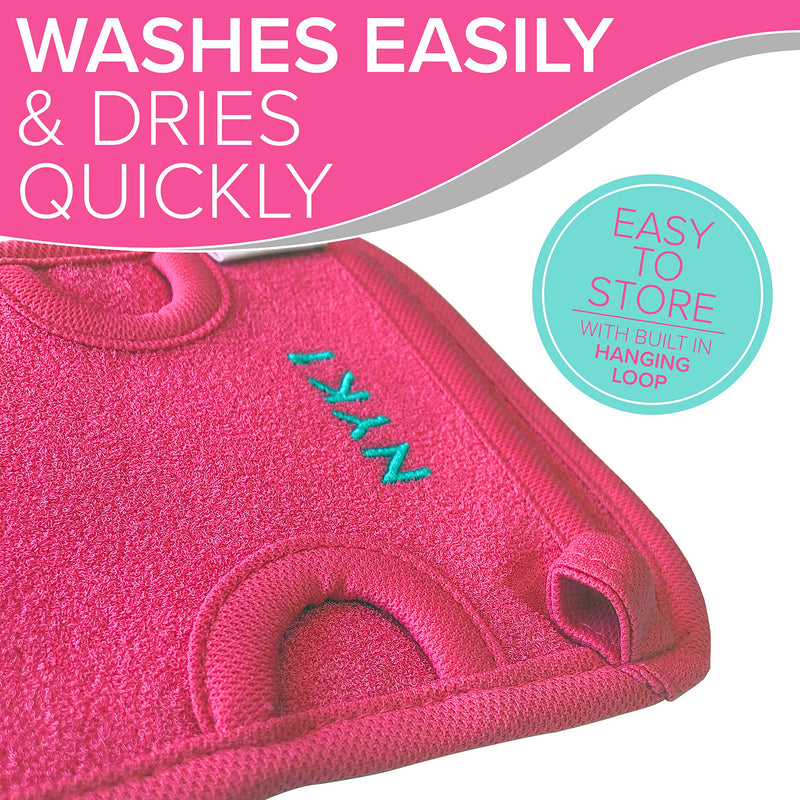 [Australia] - Exfoliating Gloves Body Scrub Exfoliator - Eraser Mitt Loofah, Dry Dead Flakey Skin Tan Scrubbing Remover Cleansing Gloves for Bath, Shower, Spa Brush Soap Wash Exfoliate Arms Legs Face Cloth (Pink) Pink 