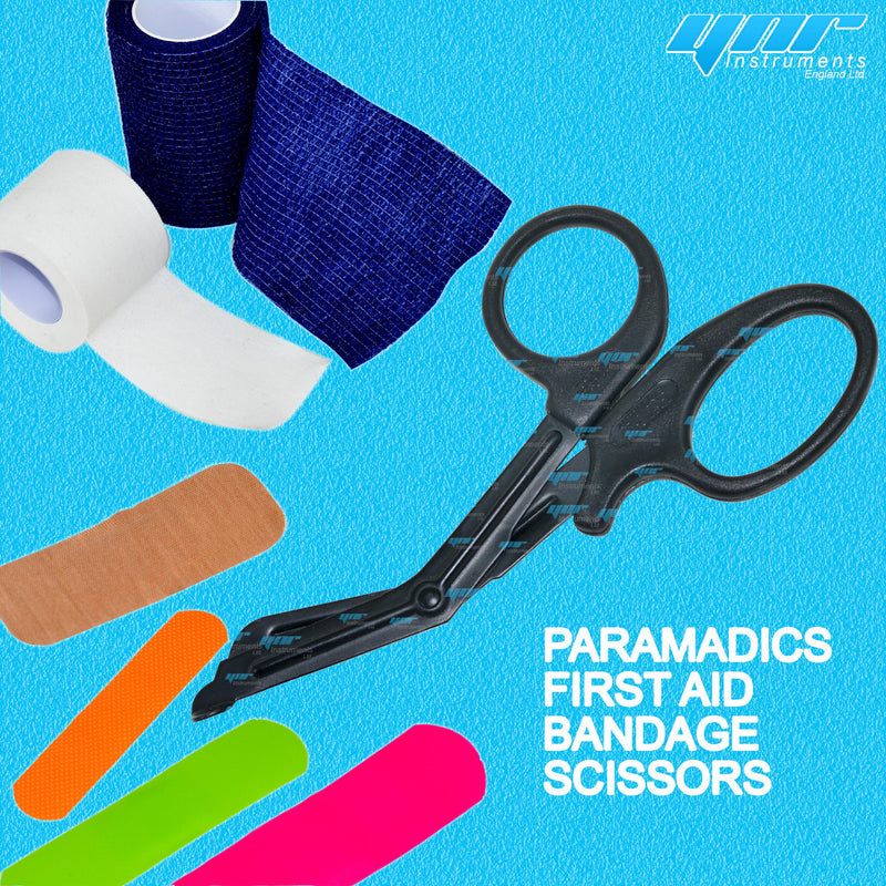 [Australia] - YNR Paramedic Vet EMT EMS Trauma Shears Nurses Utility Bandage Fire Rescue First Aid Medical Scissors Full Black CE (Full Black, 7.5") 