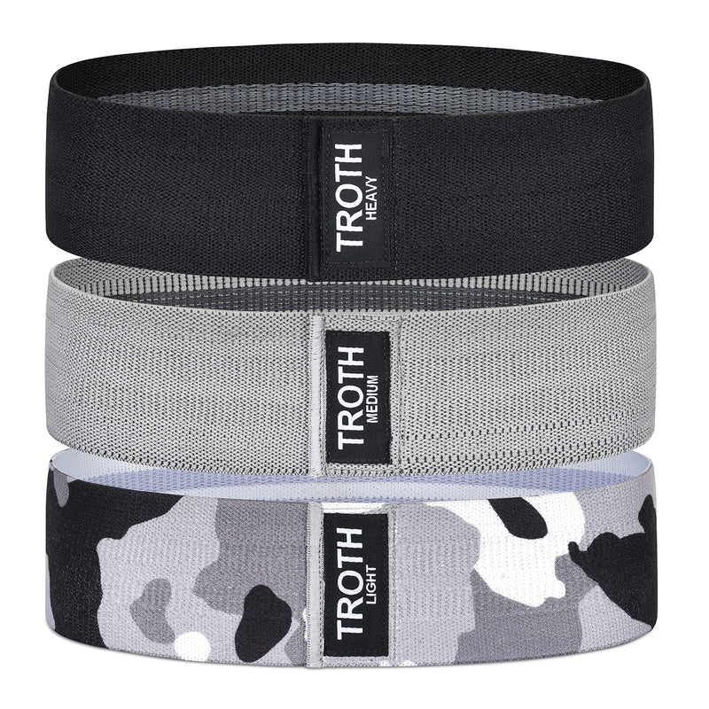[Australia] - TROTH Resistance Bands Set Men, Exercise Bands Resistance for Women, Physio Bands, Stretch Bands for Exercise, Gym Bands for Strength Training, Loop Bands for Stretching, Pilates & Pull Up Workout Gray, Black, Camouflage 