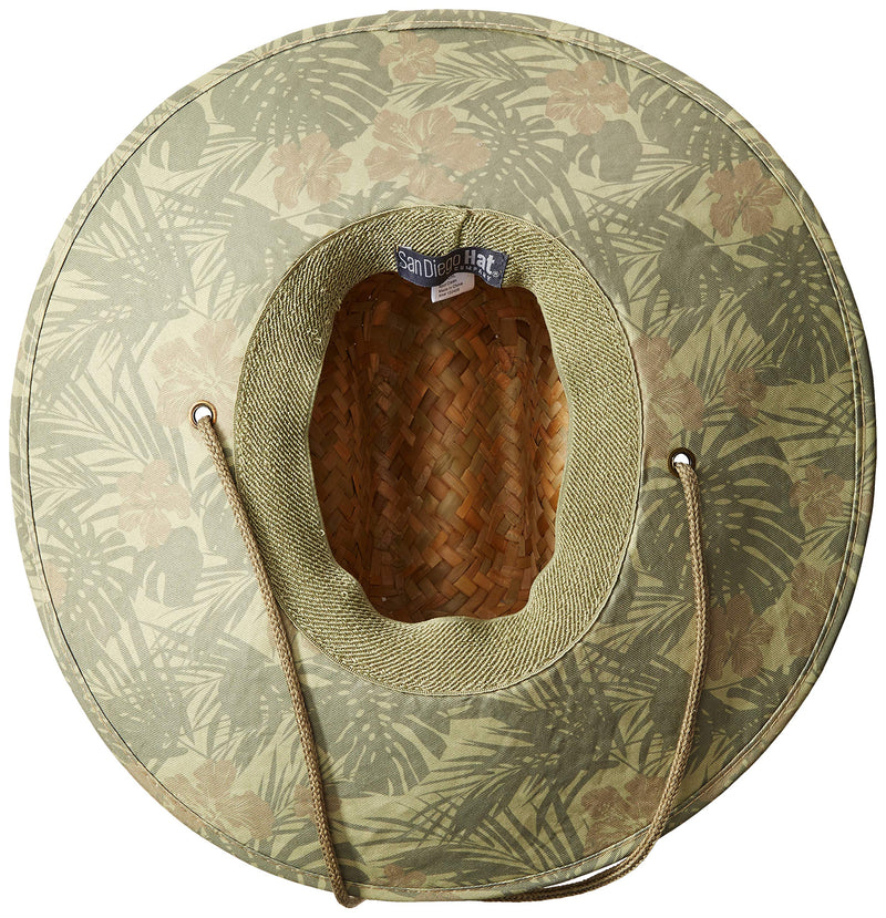 [Australia] - San Diego Hat Co. Men's Straw Lifeguard Hat with Adjustabel Chin Cord Large-X-Large Olive 
