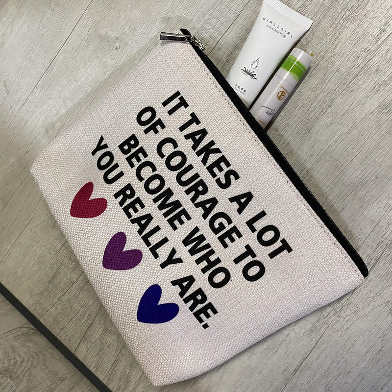 [Australia] - G2TUP Bisexual LGBTQ Pride Month Gift Purple Blue Pink BI Pride Heart Cosmetic Travel Pouch Bag (Purple Blue Pink Heart) Purple Blue Pink Heart 