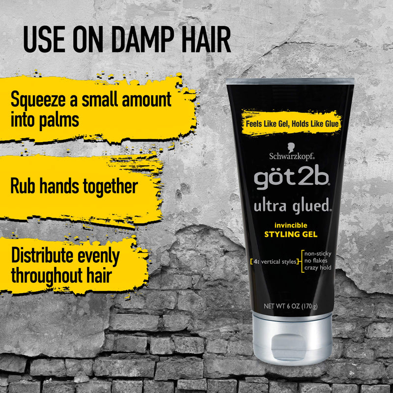 [Australia] - Got2b Ultra Glued Invincible Styling Hair Gel, 6 Ounce Clean Scent 6 Ounce (Pack of 1) 
