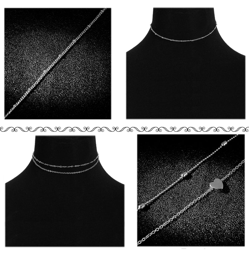 [Australia] - Masedy 4Pcs 18K Gold-plated Layered Choker Necklace for Women Teen Girls Chain Necklace Set Adjustable B: 4 PCS Silver 