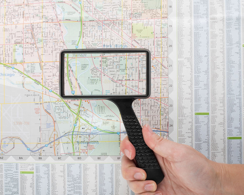 [Australia] - Jumbo Rectangular Handheld Magnifying Glass (3X Magnification) – Scratch Resistant Glass Lens - Large Horizontal Viewing Area 