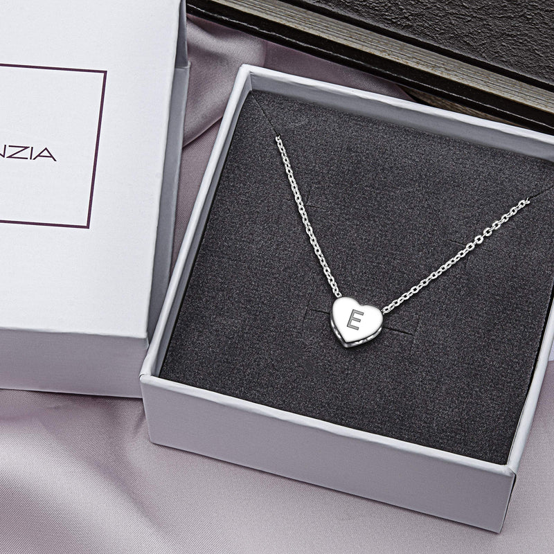 [Australia] - ELEGANZIA Initial Heart Necklaces for Women Girls Daughter Children Jewelry, Sterling Silver 26 Capital Letter Alphabet Heart Pendant with Cubic Zirconia A 