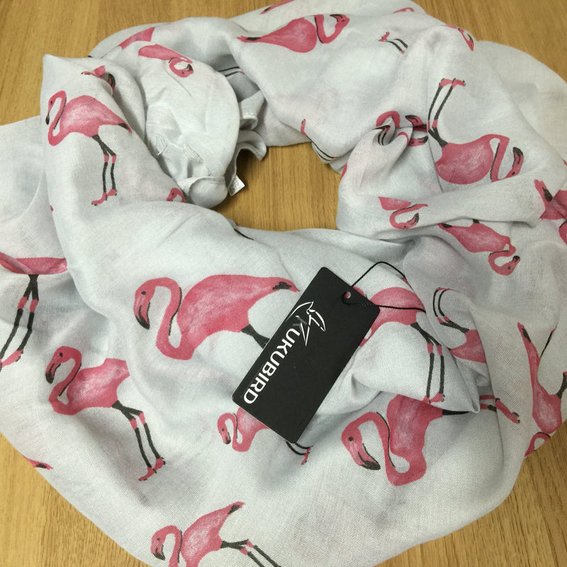 [Australia] - Kukubird Flamingo Unicorn Print Frayed Cotton Scarf Shawl/Wrap/Pashmina - Christmas Stocking Filler Beige 