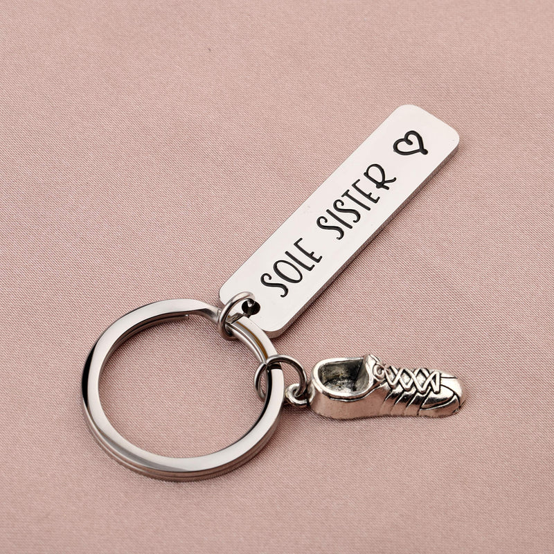 [Australia] - SEIRAA Sole Sister Keychain Running Jewelry Runners Gift Run Shoe Charm Key Chain Inspirational Runner Marathon Gift 