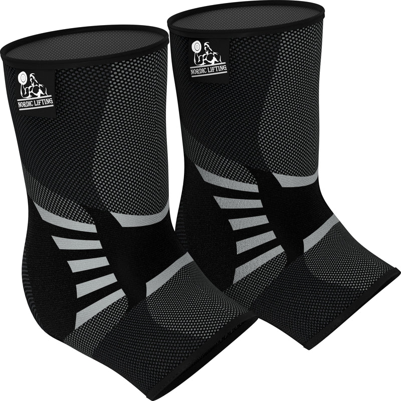 [Australia] - Nordic Lifting Ankle Compression Sleeves (1 Pair) - Support for Injury Recovery & Prevention - (Grey, X-Large) 