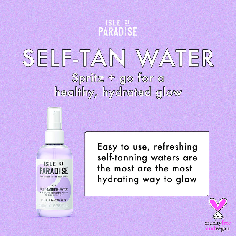 [Australia] - Isle of Paradise Fake Tan Water Dark (200 ml) Hydrating Self Tanning Water Natural Ingredients & Vegan 