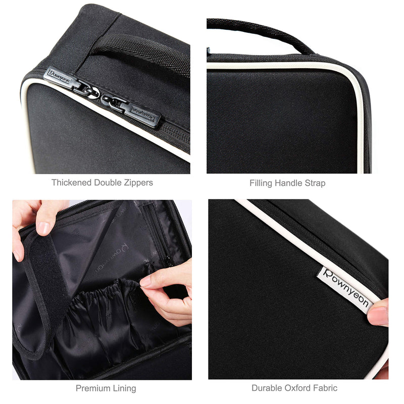 [Australia] - ROWNYEON Mini Makeup Train Case Makeup Travel Bag Cosmetic Bag Organizer Professional Portable Cosmetic Makeup Case for Women Storage Bag 9.8'' Mini, Black with White Edge 