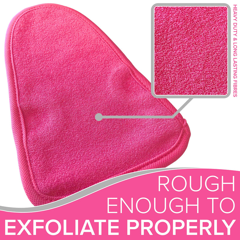 [Australia] - Exfoliating Gloves Body Scrub Exfoliator - Eraser Mitt Loofah, Dry Dead Flakey Skin Tan Scrubbing Remover Cleansing Gloves for Bath, Shower, Spa Brush Soap Wash Exfoliate Arms Legs Face Cloth (Pink) Pink 