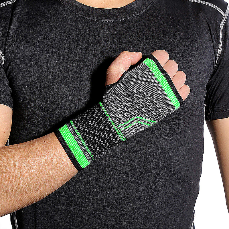 [Australia] - HiRui 2-Pack Wrist Brace Wrist Wrap, Wrist Strap Hand Compression Sleeves Support for Fitness Weightlifting MTB Tendonitis Sprains Recovery, Carpal Tunnel Arthritis, Pain Relief (Green, Large) Green Large (Pack of 2) 