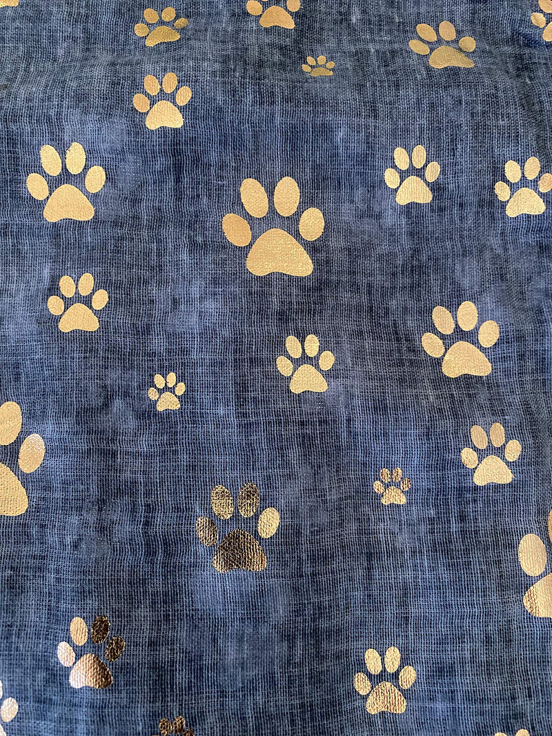 [Australia] - LilyRosa® Paw Print Scarf Rose Gold Foil Ladies Paws Dog Cat Dogs Cats Grey Teal Green Blue Purple 