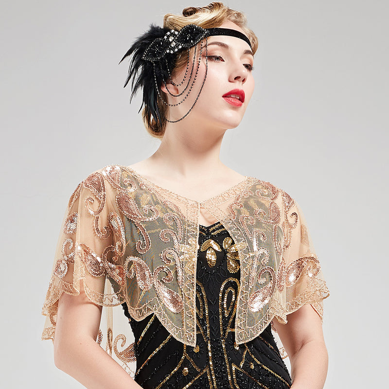 [Australia] - BABEYOND 1920s Flapper Headband 20s Great Gatsby Headpiece Black Feather Headband 1920s Flapper Gatsby Hair Accessories (Black) 