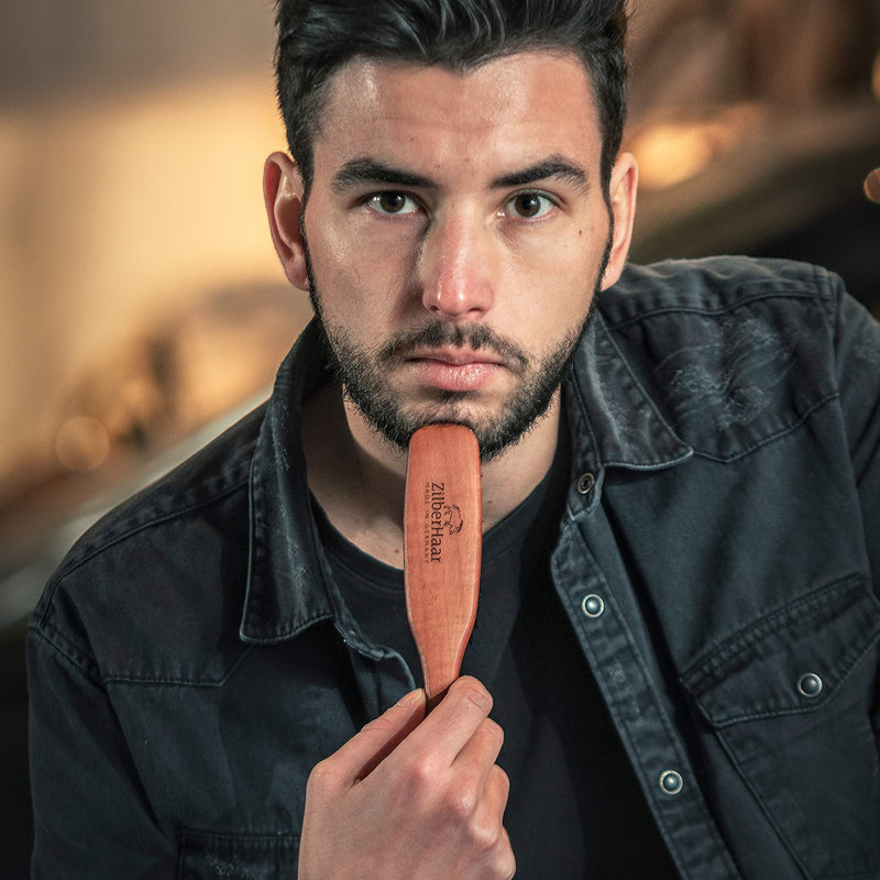 [Australia] - ZilberHaar Long Hair & Beard Brush - Soft 2nd Cut Boar Bristles - Perfect Skin Care for Men - Works with all Beard Balms and Beard Oils - Exfoliates Skin, Helps Softening and Conditioning Itchy Beards 