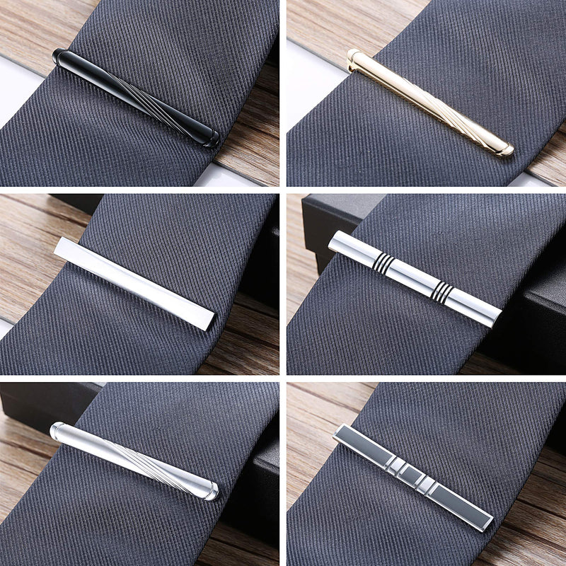 [Australia] - FUNRUN JEWELRY 12PCS Mens Tie Clips Set Black Tie Bar Clip for Regular Ties Necktie Wedding Business Clips with Gift Box 