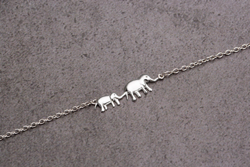 [Australia] - VENSERI 925 Sterling Silver Lucky Elephant Mother with Child Adjustable Ankle Bracelets for Women Best Friend Gifts 
