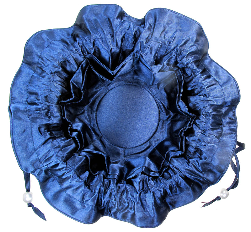 [Australia] - TropicaZona Satin Drawstring Jewelry Pouch, 16 Pockets, Navy Blue 1 