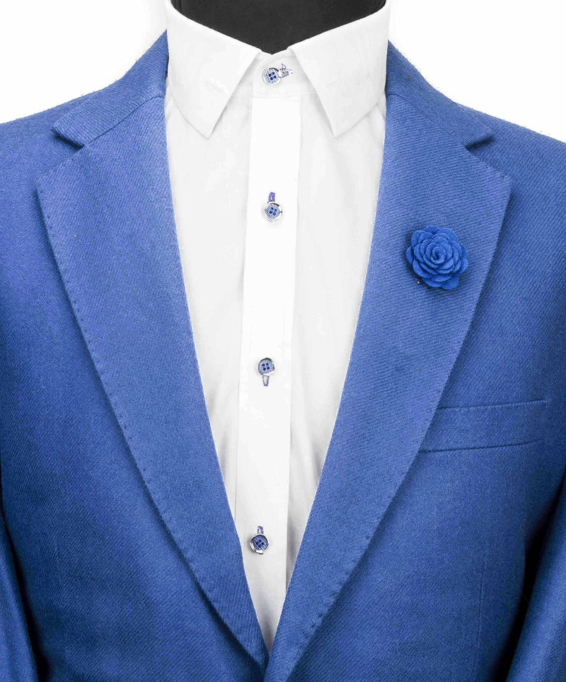 [Australia] - Knighthood Royal Blue Flower Lapel Pin Badge Coat Suit Collar Accessories Brooch for Men 