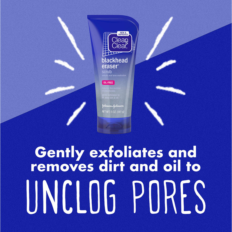 [Australia] - Clean & Clear Blackhead Eraser Oil-Free Facial Scrub with 2% Salicylic Acid Acne Medication, Exfoliating Daily Face Scrub for Acne-Prone Skin Care, Coconut, 5 Oz, Pack of 2 