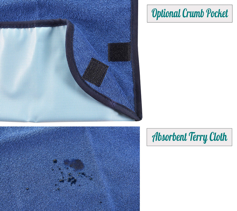 [Australia] - 2 Pack Adult Bibs - Reusable and Washable Cotton Terry Cloth Aprons for Elderly, Seniors and Disabled 