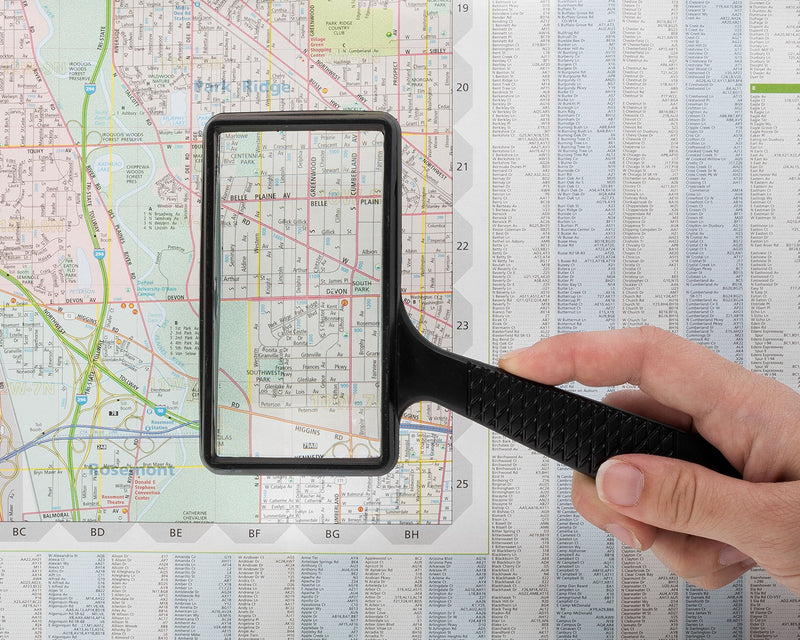 [Australia] - Jumbo Rectangular Handheld Magnifying Glass (3X Magnification) – Scratch Resistant Glass Lens - Large Horizontal Viewing Area 