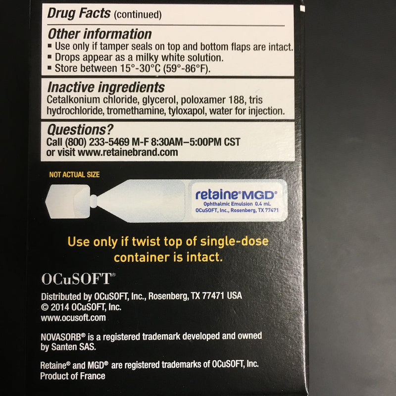 [Australia] - OCuSOFT Retaine MGD Complete Dry Eye Relief Lubricant Eye Drops Single-Dose Containers, 30 ea - 2pc 