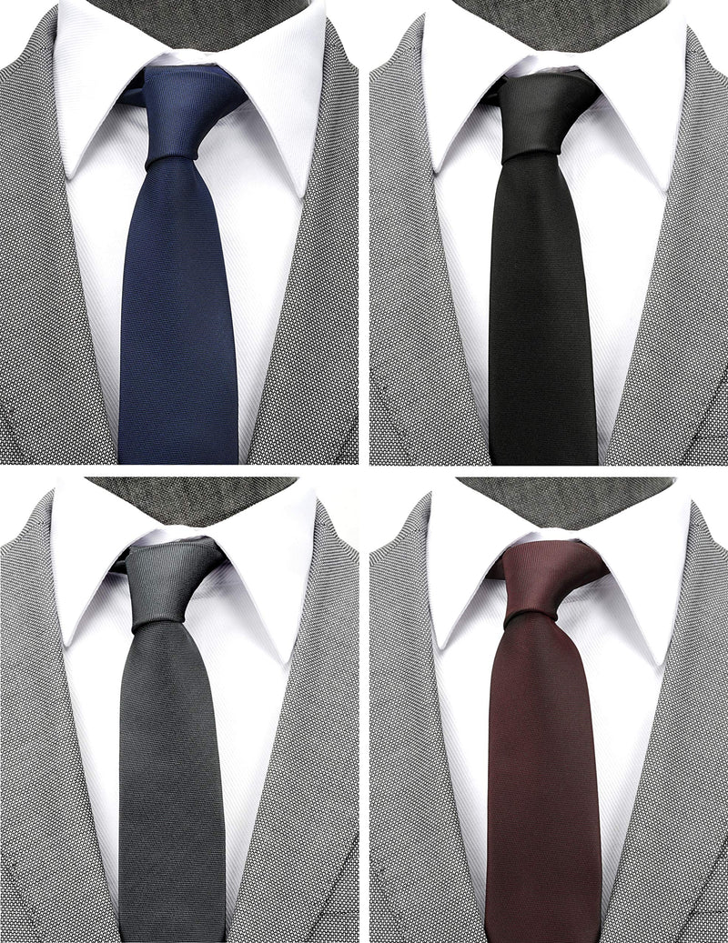 [Australia] - ZENXUS Solid Skinny Ties for Men, 2.5 Inch Slim Tis Basic Color 4-Pack, Solid Ties for Wedding|Party|Office|Gift #Matte Mix-1 