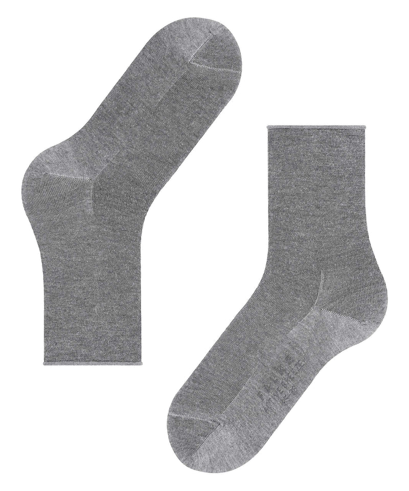 [Australia] - FALKE Women's Active Breeze Socks Cooling Effect Black White More Colours With Rolled Edge Soft Tops Thin Calf Length Plain Pattern For Summer Dress Casual Looks Or Work 1 Pair 42 Grey (Light Grey Melange 3216) 